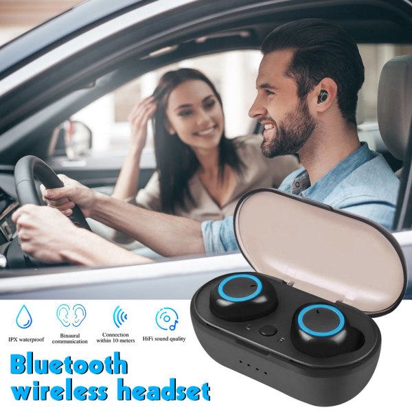 W1 trådløse hodetelefoner Bluetooth-headset Tws Stereo med mikrofon svart blå svart blå