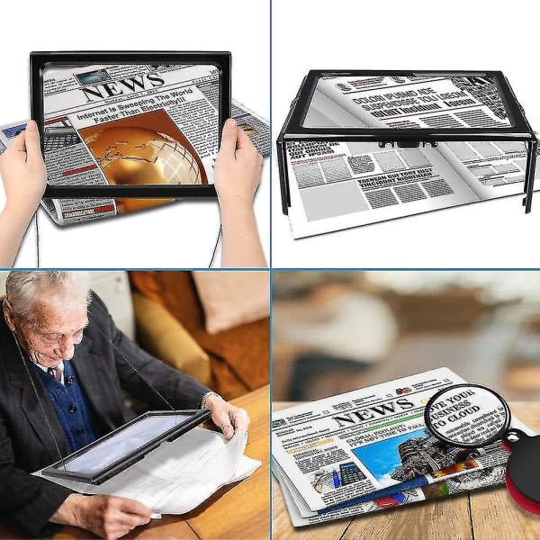 Läsförstoringsglas med belysning, 3x förstoring