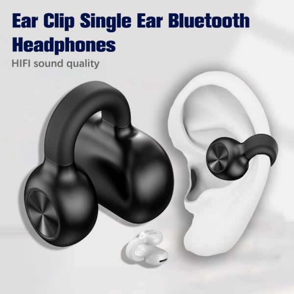 Benledning Hörlurar Bluetooth Ear Clip On Ear HiFi Stereo Svart en one size