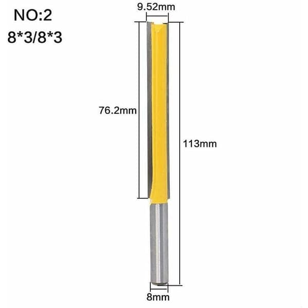 Trefresebits Ekstra Lang Fresebits Barberingsbits Rett Bits - 76,2 mm