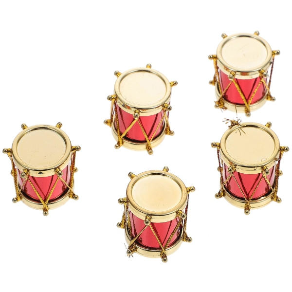 5 stk Hus Gadgets Minimusikinstrument Musikinstrument Award Minitrumme Samleobjekt Minislagverksinstrument (3X3X3CM, Gylden Rød)