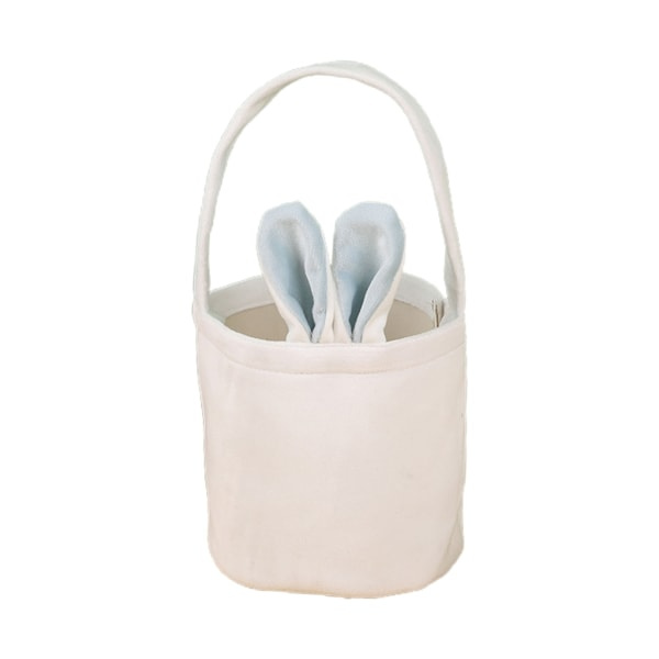 Påskpresentpåse Tygpåsar för påskfest Godispåse Goodie Giveaways Bunny Rabbit-Ear Tygpåse Vit Blå