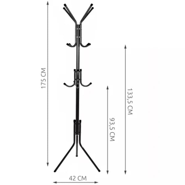 Vaateteline / Naulakko - 170cm Musta Svart