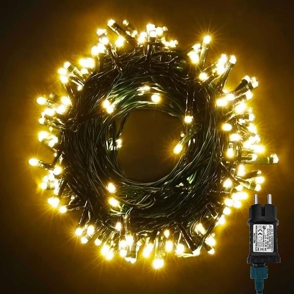 Ulkojouluvalot, 12M 100 LED vedenkestävät jouluvalot 8 tilaa, ulkokäyttöön terassi Puutarhajuhlat Häät Joulu sisustus