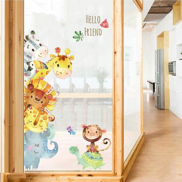 Tecknade djur Väggdekaler Gör-det-själv-barn Väggdekor för barnrum Baby sovrum Garderob Dörrdekoration (djur)
