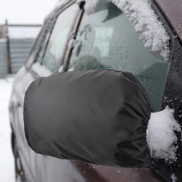Vandtætte sidespejlsdæksler med snore til biler Vinter Sne Is Frost Beskyttelse 6 Stykker Sort