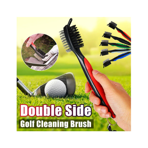 Dubbelsidig Bärbar Indragbar Zip-line Rengöringsborste för golfklubbor - Röd