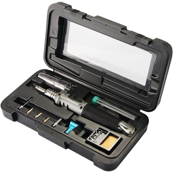Butan Lödkolv - 10 i 1 Gaslödkolv Kit Professionell Självantändning Multipurpose för Reparation Smyckestillverkning Lödningsmodell PCB-kort.