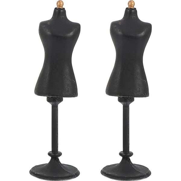 2kpl Miniatyyri Mannekiinidollit Nuken Vaatteiden Näyttöjalusta Tukiteline (8,5X2,5X2,5CM, Musta)