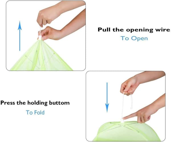 Pop Up Mesh Mattskydd 4-Pack Stor Återanvändbar Vikbar Insektsskyddstält Blue