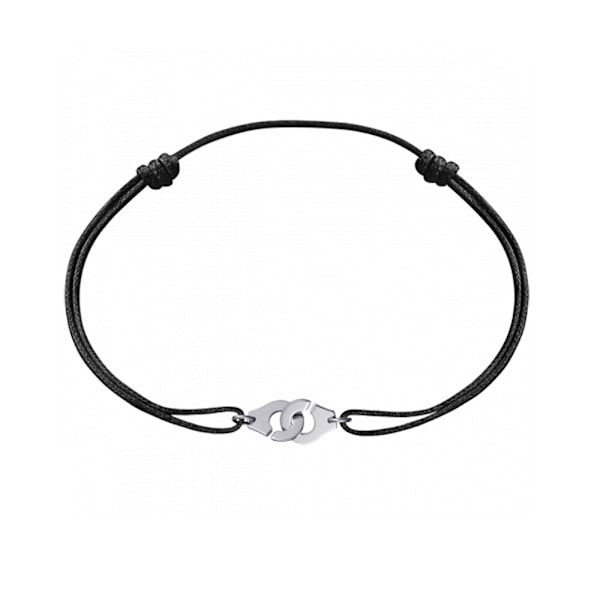 Halsband - Ras-de-cou - Silverfärgade Handbojor - Svart Snöre - Justerbart
