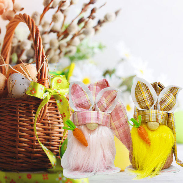 Påsk Gnome Bunny Plysch för docka Kanin Skägg Morot Söta tecknade dockor Ornament Rosa