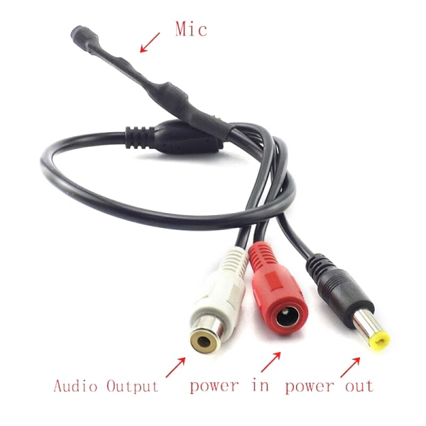 Spy Hidden Mini eller CCTV Mikrofon MIC DC 15V DVR SikkerhedsSYSTEM Sort one size Black one size