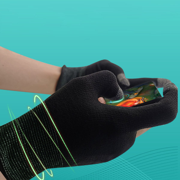 Mobil Spil Controller Finger Cribs Sømløs Tommelfingerdækning Svedtæt To-Finger Touch Screen Mobil Spil Handsker Sort
