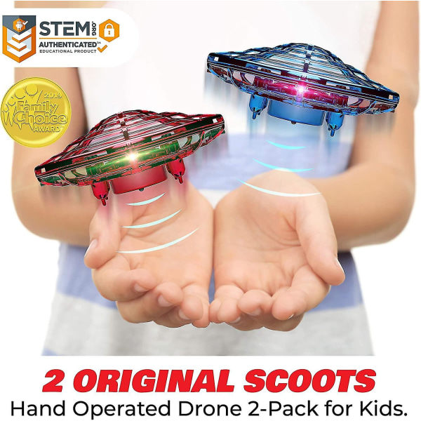 Scoot Duo käsin ohjattava drone lapsille tai aikuisille - 2 kpl Hands Free Motion Sensor Mini Drone Helppo sisätiloissa pieni Ufo-lelu Lentolelu Drone pojille sininen