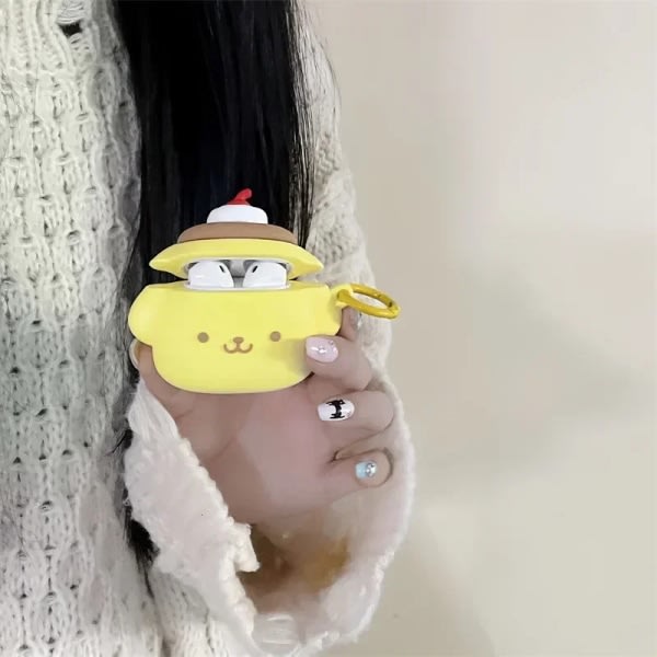 Tegneserie 3D Sanrio Pompompurin etui for AirPods 1 2 3 Pro 2 Søt deksel Iphone hodetelefontilbehør A Airpods 3 etui A Airpods 3 case