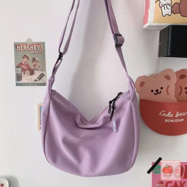 Harajuku e Canvas Casual skolväska för tonåringar Aesthetic Sweet mes Purple A6 Purple A6
