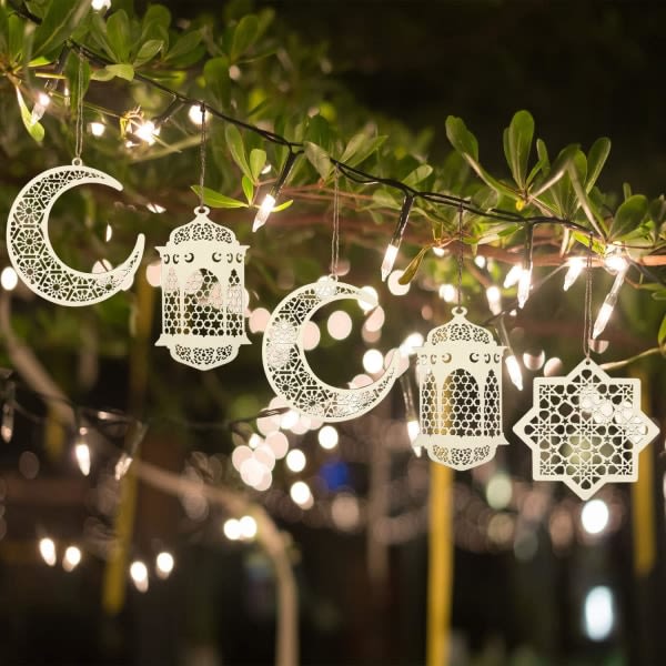Sæt med 6 Træhængende Dekorationer Ramadan Dekorationer Breeze Star Moon Form Hængende Dekorationer Ramadan Mubarak Eid Ornament