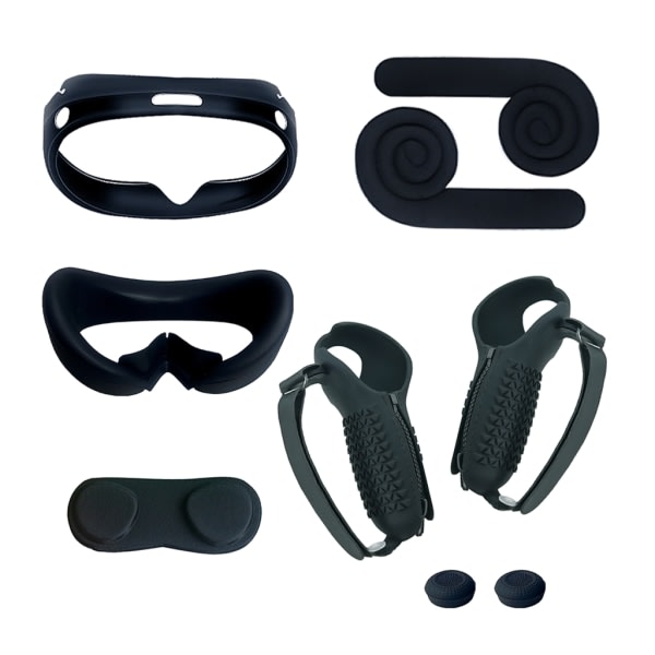 VR Silikondeksel Sett for Pico 4 VR Headset Ørebeskyttelse Pannebånd Svart