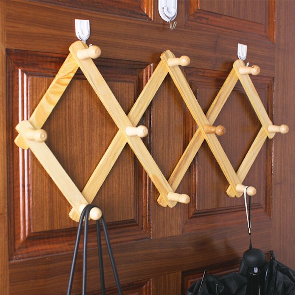 Veggkrok i tre for hatter, jakker, vesker, kaffekopper, ideell for entré, 90 cm