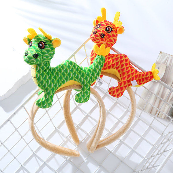 Zodiac Dragon Hårband Plysch Simulering Kran Hoop Schampo He Gold