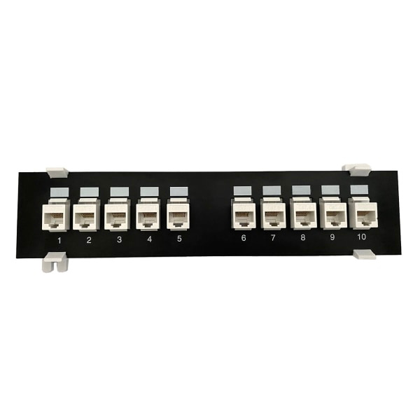 Patchpanel CAT6 10 porte 10G understøttelse 1U netværk patchpanel UTP 19 tommer vægmontering eller rackmontering punch down blok til CAT6 sort