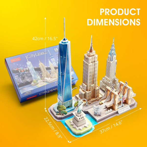 3D-puslespill, New York City Skyline Building Model Kit, 123 biter