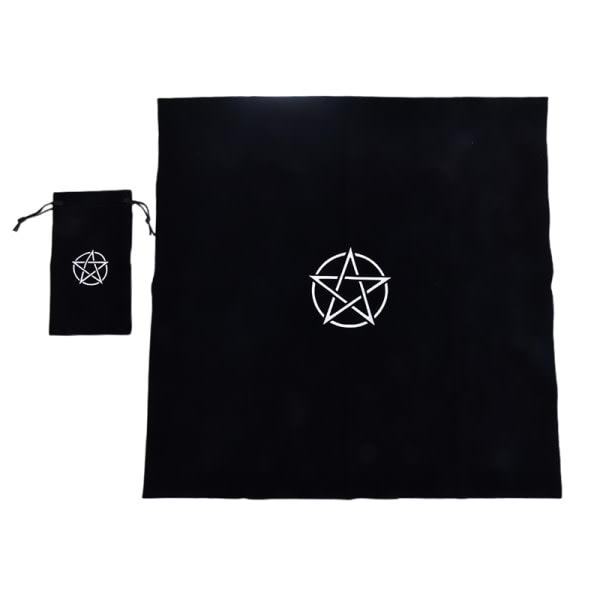 Pentagram Tarotklud med etui Velvet Altar Tarotklud Pe Black one size