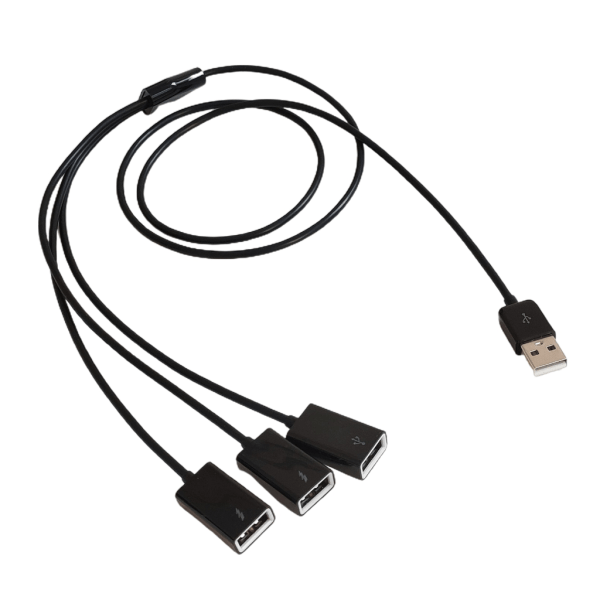 Bärbar 3 i 1 USB -delare med flera USB portar USB -förlängningskabel 1m/3.3ft Svart
