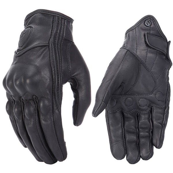 Retro motorcykelhandskar i äkta läder Moto vattentäta handskar Mot Black XL