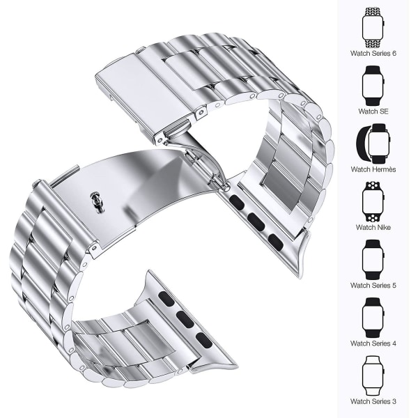 Metallrem för Apple Watch Ultra 49 mm 8 7 45 mm 41 mm Smart Watch Armband i rostfritt stål för Iwatch 6 5 4 3 Se 44 ​​mm 42 mm 40 mm Silver och verktyg Silver and tool For iwatch 8 45mm