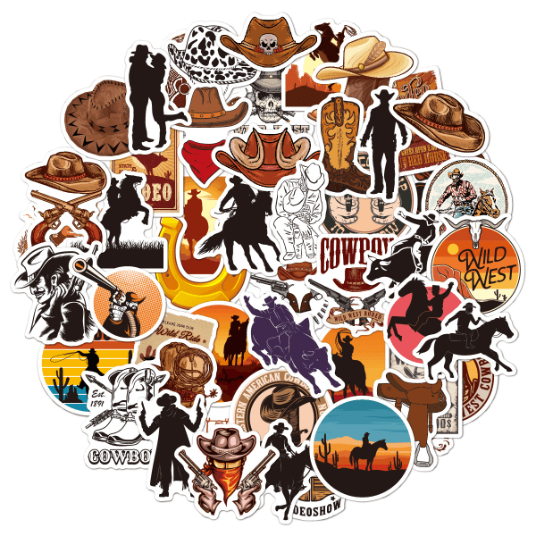 Cowboy Stickers 100 American West Country Style Skateboard Tablet Luggage Graffiti Stickers