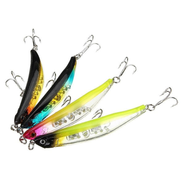 4x Läpinäkyvä Kova Runko Taivutettu Minnow Pinta Pencil Kalastus