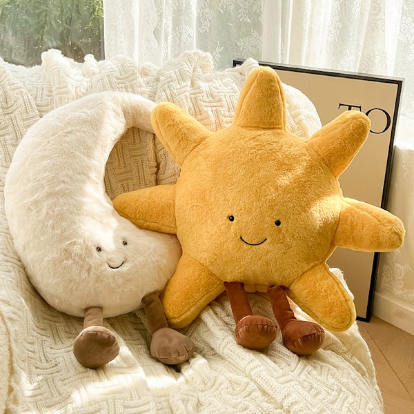 Blød Velour Jellycat Plyslegetøj - Sol & Måne, 30 cm, Sødt Udstoppede Dyr sun
