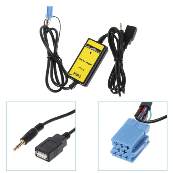 Bilstereo MP3-grensesnitt CD-adapter veksler AUX SD USB -datakabel Mini 8P