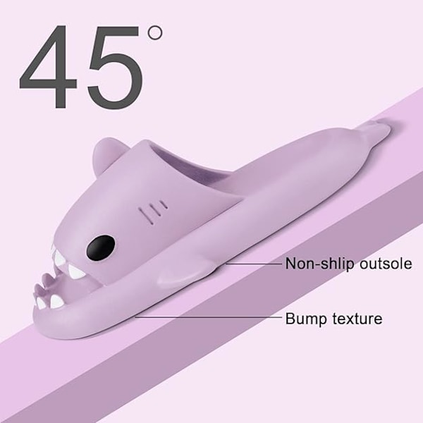 Haj Flip Flops til Børn & Voksne, Skridsikre Poolsandaler med Tyk Sål, Sommerslippers - Lilla Purple 42/43