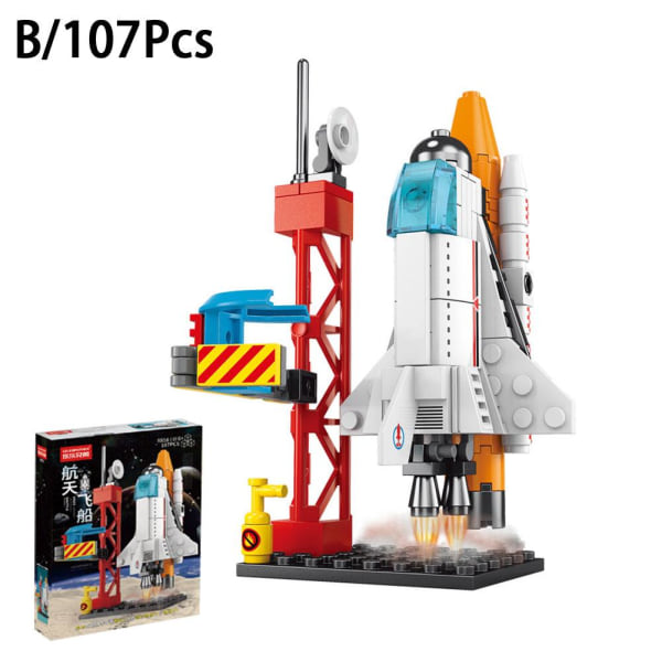 Kreativ rymdfärja Rocket Building Block Boys Toy Educationa rymdfarkoster i en storlek