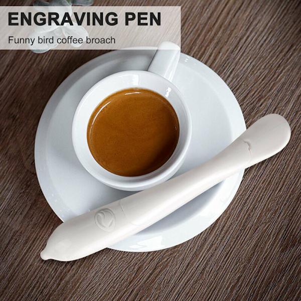 Kaffekarvningspenna, Bärbar Kaffe Tårta Krydda Schablon Penna Tårta Cappuccino Dekorationspenna Elektrisk Latte Art Penna