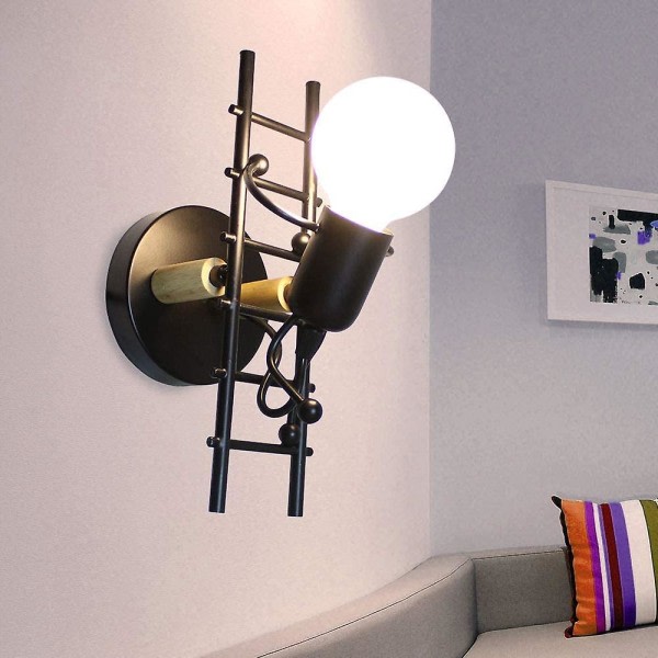 Moderne industriell innendørs vegglampe E27 Retro metallvegglampe Retro Led Art Deco Soverom Hall Spisestue Kjøkken Spisestue - Trappe Tre Sty