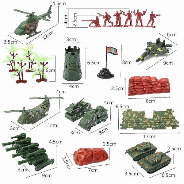270 stk Militært Lekesett Leke Soldater Hær Menn Figurer og Tilbehør Leke - Perfekt