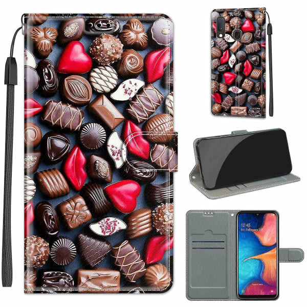 Cover till Samsung Galaxy A20e Case Choklad Pu Läder Korthållare Magnetisk