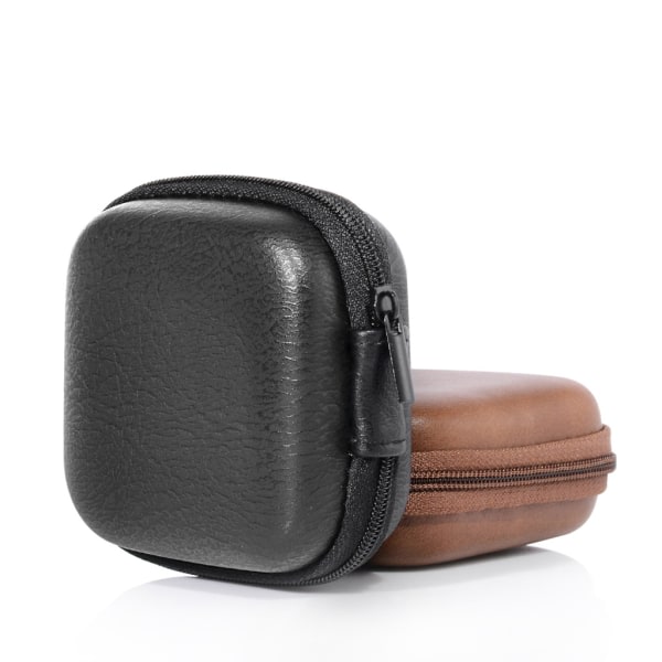 USB-datakabel förvaringsväska Läderhörlurar Cover Mini blixtlåspåse Box för de flesta headset Fallbeständig Grå Gray