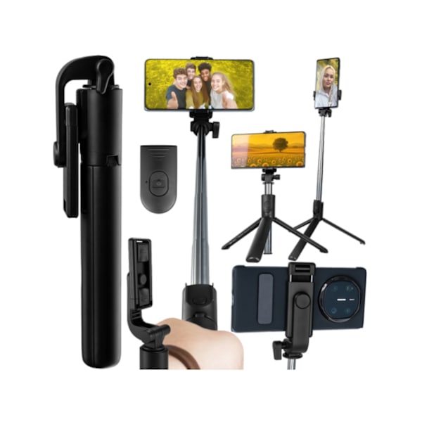 Selfie Stick - iPhone/Android - Bluetooth Black Svart
