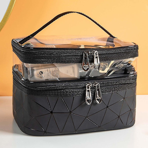 Stor makeuptaske i æskeform Sort Black