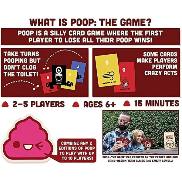 Poop The Game - Roligt Familjevänligt Kortspel - Kul Partyspel - Natt Brädspelspresenter