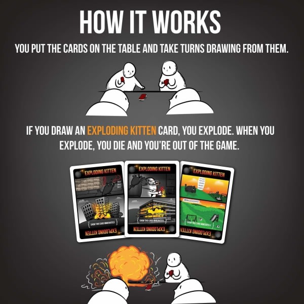 Exploding Kittens NSFW - VOKSEN russisk roulette kortspill, drikkespill for voksne - kortspill for voksne og tenåringer - 2-5 spillere, svart