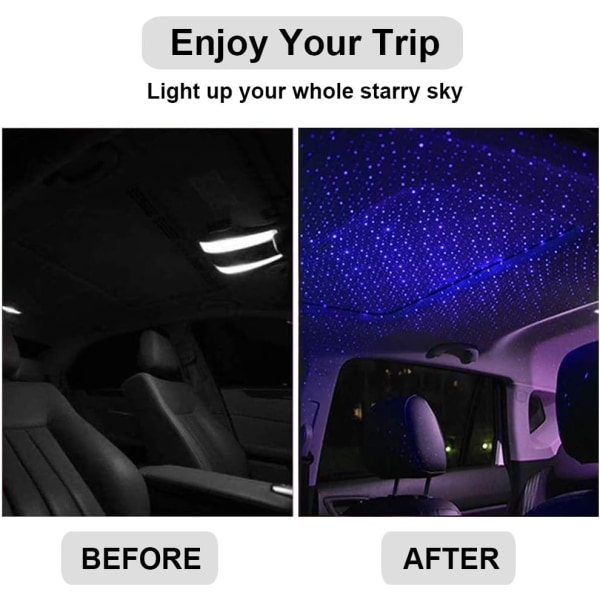 Stjerneprojektor Natlampe, Justerbar USB Natlampe, Blålilla