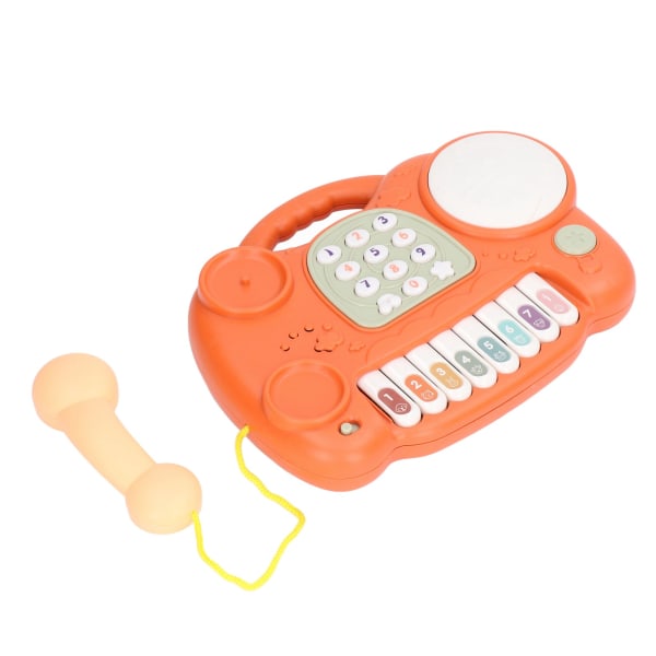 Baby Piano Telefon Musik Leksak Småbarn Låtsas Telefon Tangentbord Förälder Barn Interaktiv Tecknad Fasttelefon ToyOrange