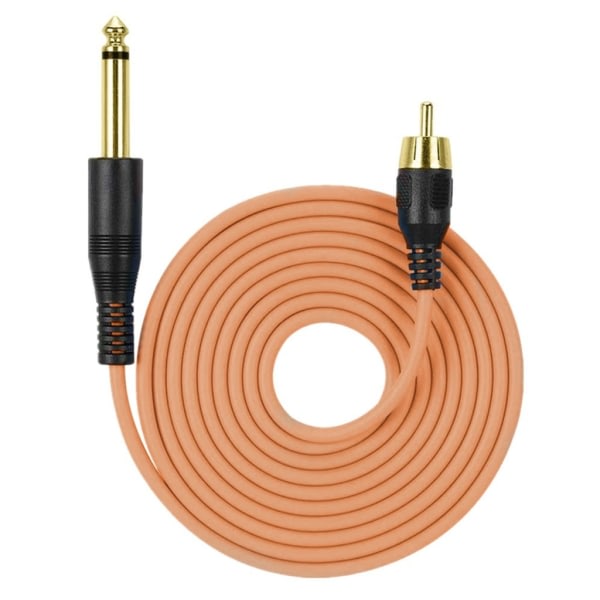 RCA Line Gullbelagt Kontakt 6.35mm Hann til RCA Hann Tatoveringsmaskiner Kabel Strømforlengelseskabel OD3.5 Oransje