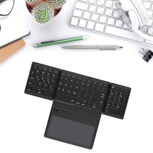 Foldable Keyboard Wireless Portable Bluetooth Compatible Keyboard with Pocket Size Touchpad Rechargeable Travel Keyboard